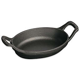 Staub 1.5 qt. Cast Iron Oval Roasting Dish in Black
