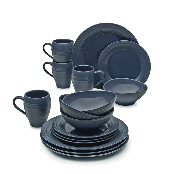 Mikasa® Swirl 16Piece Dinnerware Set in Blue Bed Bath and Beyond Canada