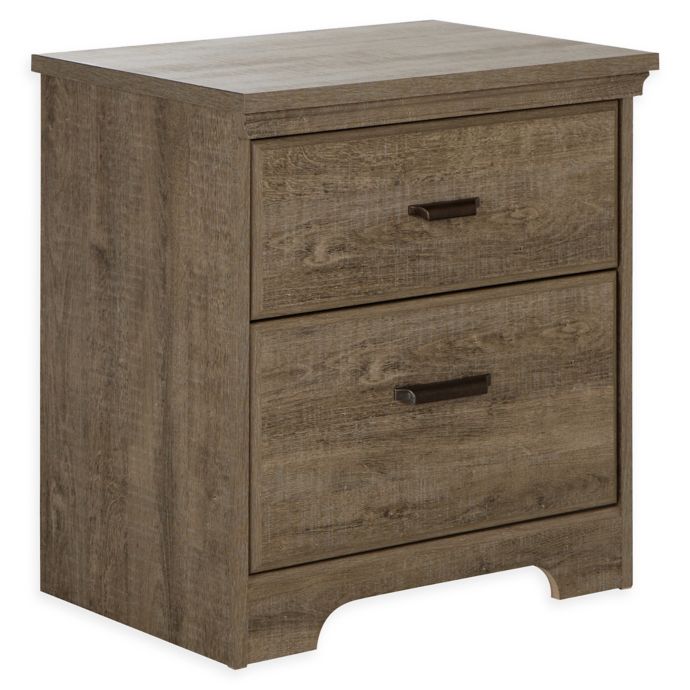 South Shore Versa 2 Drawer Nightstand In Weathered Oak Bed Bath And Beyond Canada