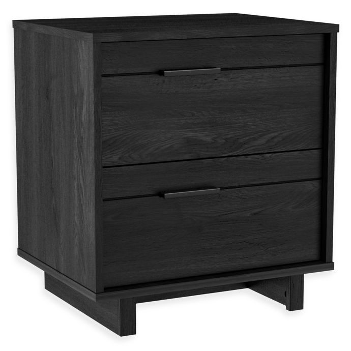 South Shore Fynn 2 Drawer Nightstand In Dark Grey Bed Bath And Beyond Canada