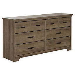 South Shore Versa 6-Drawer Double Dresser in Weathered Oak
