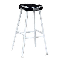 ACEssentials® Cow Print Backless Bar Stool in Black/White