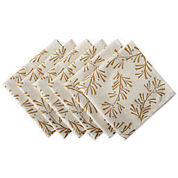 Design Imports Metallic Holly Leaves Napkins in Gold (Set of 6)
