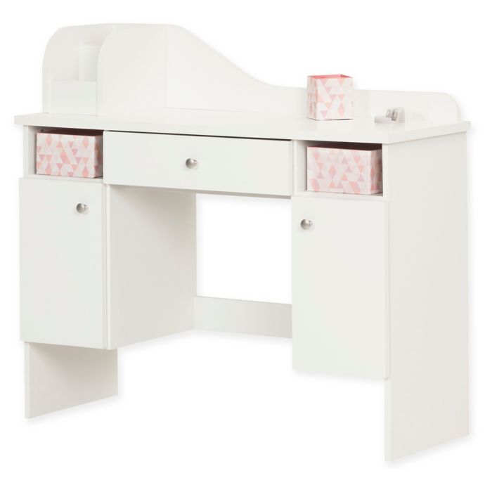 South Shore Vito Makeup Desk With 4 Bins In White Pink Bed Bath And Beyond Canada