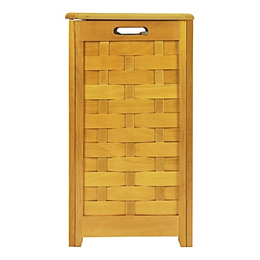 Oceanstar Rectangular Front Veneer Wood Laundry Hamper in Natural. View a larger version of this product image.