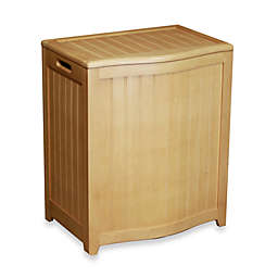 Oceanstar Bowed Front Wood Laundry Hamper in Natural