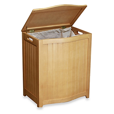 Oceanstar Bowed Front Wood Laundry Hamper in Natural. View a larger version of this product image.