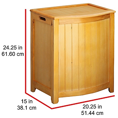 Oceanstar Bowed Front Wood Laundry Hamper in Natural. View a larger version of this product image.
