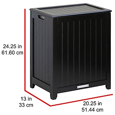 Oceanstar Rectangular Front Wood Laundry Hamper in Dark Mahogany. View a larger version of this product image.