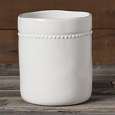 Modern Farmhouse  Organic Bead Utensil Crock in White. View a larger version of this product image.