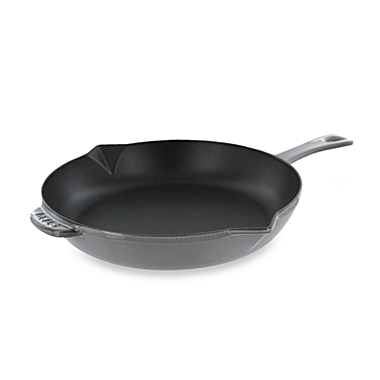 Staub 10-Inch Enameled Cast Iron Fry Pan with Helper Handle in Graphite Grey. View a larger version of this product image.