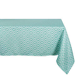 Design Imports Diamond Indoor/Outdoor Tablecloth in Aqua