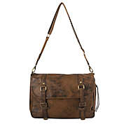 OiOi Distressed Leather Messenger Diaper Bag in Brown