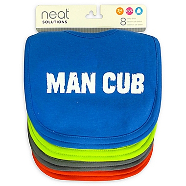 Neat Solutions 8-Pack Man Cub Infant Bib Set with Water-Resistant Lining. View a larger version of this product image.