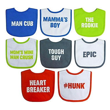Neat Solutions 8-Pack Man Cub Infant Bib Set with Water-Resistant Lining. View a larger version of this product image.