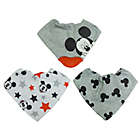 Alternate image 1 for Disney 3-Pack Mickey Mouse Scarf Bibs with Teether in Heather Grey