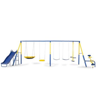 saucer swing and slide set