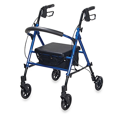 Drive Medical Universal Adjustable Height Rollator w/6-Inch Wheels in Blue. View a larger version of this product image.