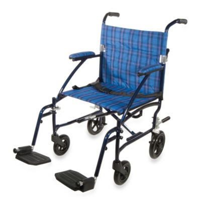 Drive Medical Fly-Lite Aluminum Transport Wheelchair in Blue