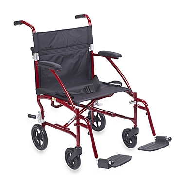 Drive Medical Fly-Lite Aluminum Transport Wheelchair in Red. View a larger version of this product image.