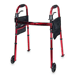 Drive Medical Red Travel Walker with 5-Inch Wheels