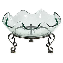 A&B Home Twyla Glass Bowl on Metal Pedestal