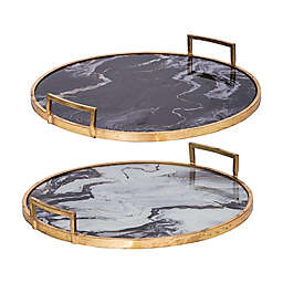 A&B Home 2-Piece Decorative Tray Set in Gold
