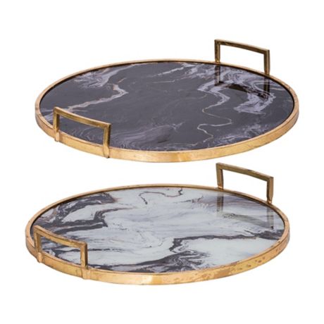 A B Home 2 Piece Decorative Tray Set In Gold Bed Bath Beyond - A B Home Decorative Tray
