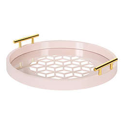 Kate and Laurel Caspen Round Cut-Out Tray in Pink