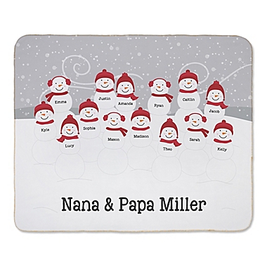 Snowman Family Sherpa 50-Inch x 60-Inch Throw Blanket in Grey. View a larger version of this product image.