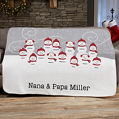 Snowman Family Sherpa 50-Inch x 60-Inch Throw Blanket in Grey. View a larger version of this product image.