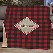 Cozy Cabin Personalized Buffalo Check Twin Throw Blanket in Red
