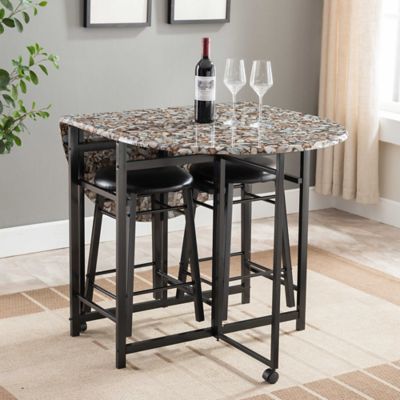 Faux Marble Counter-Height 3-Piece Dinette Set