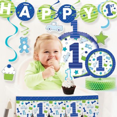 Creative Converting&trade; 10-Piece Doodle 1st Birthday Boy Party Supplies Kit