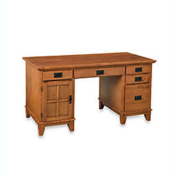 Home Styles Arts & Crafts Pedestal Desk in Cottage Oak Finish