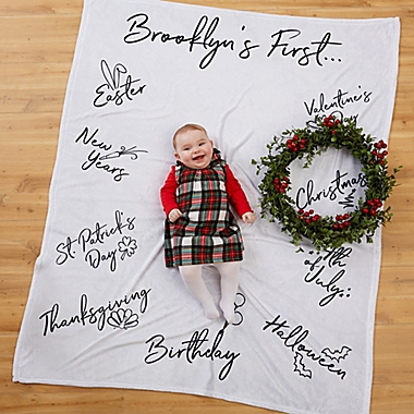 Baby&#39;s First Holiday Milestone Fleece Blanket. View a larger version of this product image.
