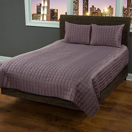 Alternate image 1 for Rizzy Home Satinology Twin Quilt Set in Purple