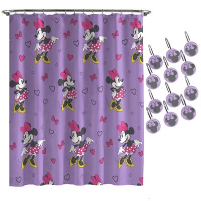Minnie Mouse Love Shower Curtain, Pink Minnie Mouse Shower Curtains