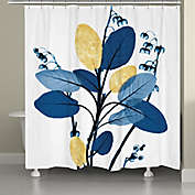 Laural Home&reg; Blue and Gilded Leaves Shower Curtain