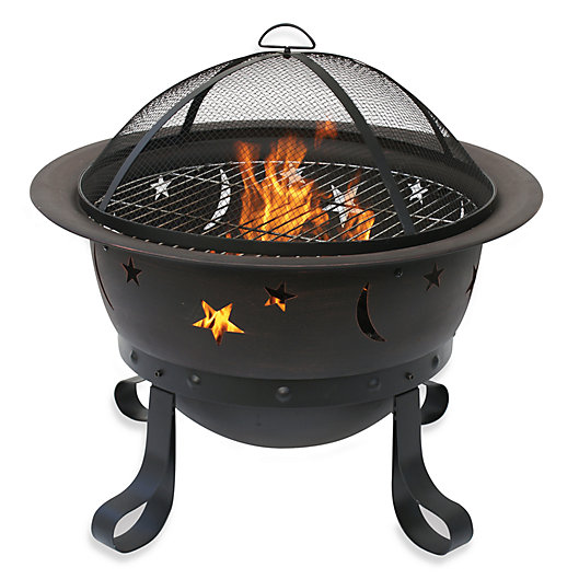 Alternate image 1 for UniFlame® Stars and Moons Outdoor Wood Burning Fire Pit