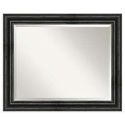 Amanti Art Rustic Black Pine 33-Inch x 27-Inch Framed Bathroom Mirror