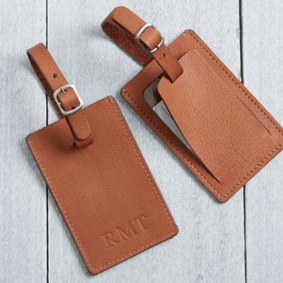 plain leather luggage tags