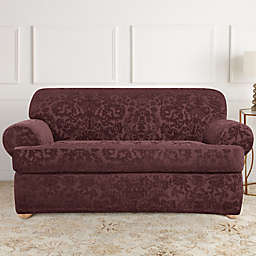 Sure Fit® Stretch Jacquard T-Cushion 2-Piece Loveseat Slipcover