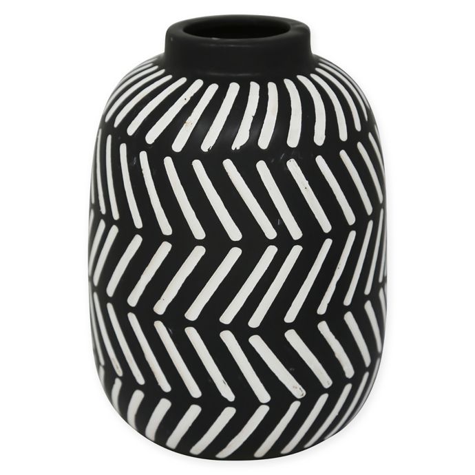 Sagebrook Home Tribal 9 5 Inch Ceramic Vase In Black White Bed Bath Beyond