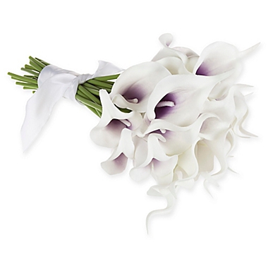 Pure Garden 24-Piece Artificial Purple/White Calla Lily Bundle. View a larger version of this product image.