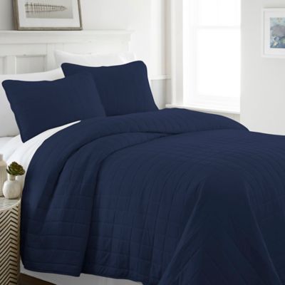 navy blue quilted bedspread