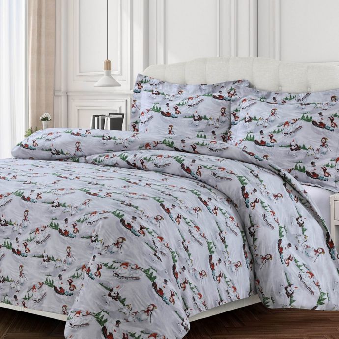 Tribeca Living 170 Thread Count Winter Wonderland Flannel Duvet