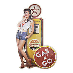 Gas n Go Pinup 12-Inch x 19.5-Inch Embossed Metal Wall Decor
