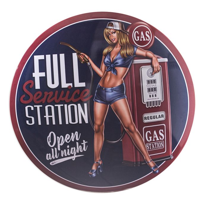 Gas Station Pinup Girl 15 Inch Metal Wall Art Bed Bath And Beyond