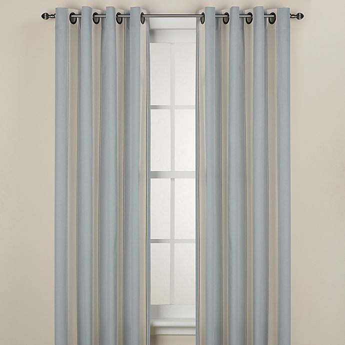 Lauren Stripe Light Filtering Window, Beige And Blue Curtains